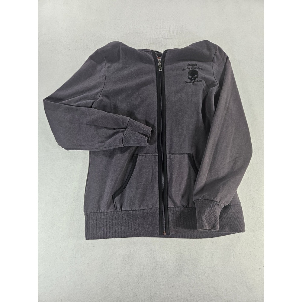 Harley Davidson Sturgis Big Willie G‎ Skull Zip Up Hoodie Charcoal Gray Medium M